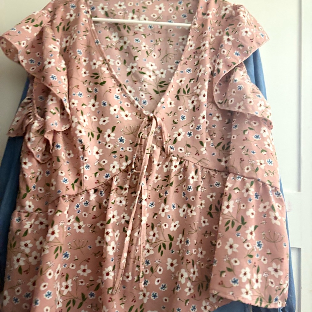 Floral Pink Ruffle Blouse